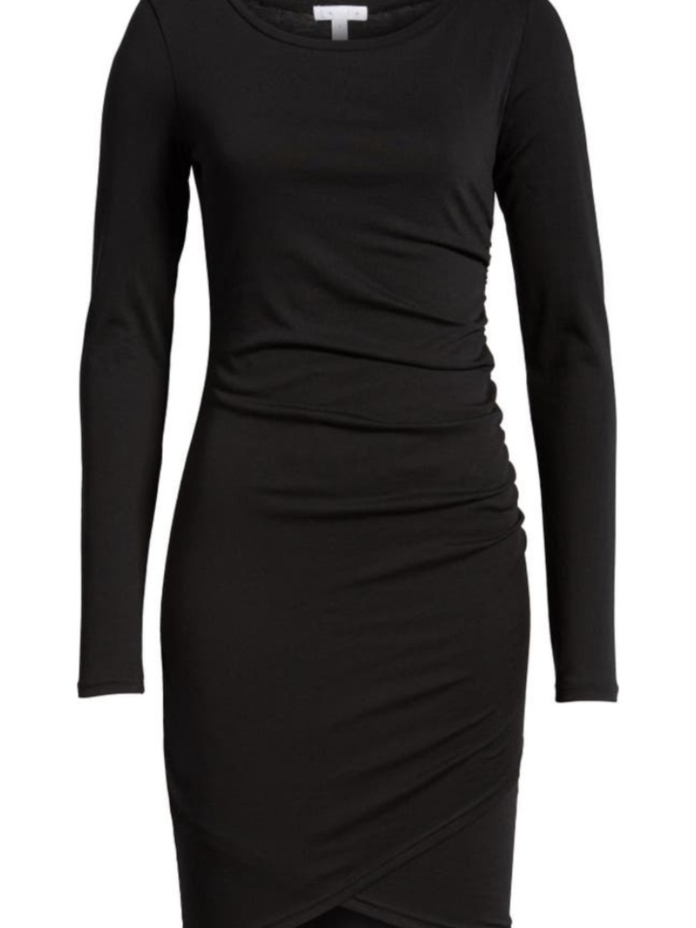 Express Black Long-Sleeve Ruched Bodycon Dress